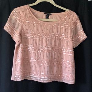 Sequin and beaded dusty pink crop top
